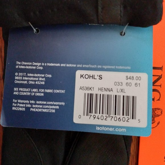 NWT Women's Isotoner SmarTouch Gloves Burgundy Red (HENNA) & Black– size L/XL - Picture 3 of 8